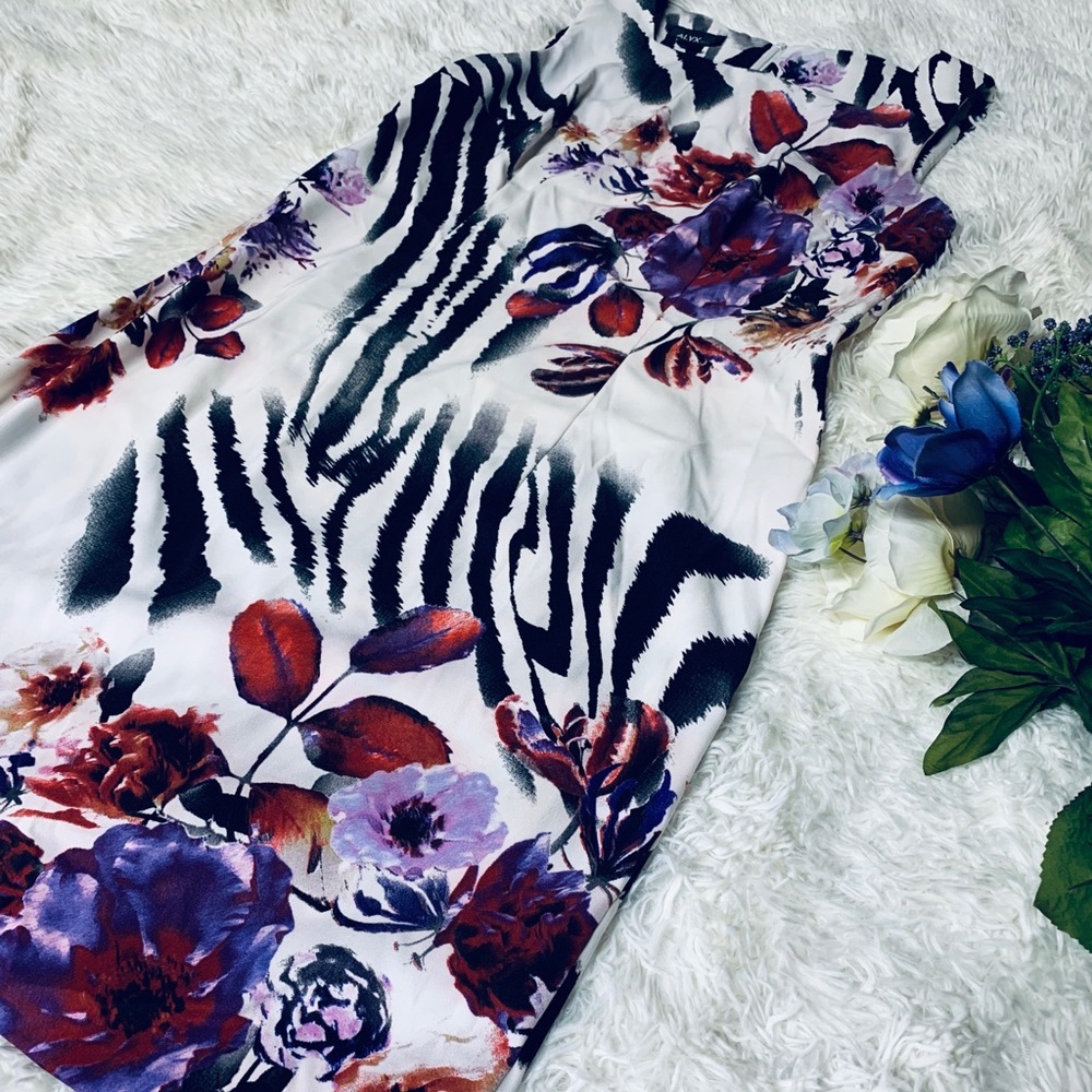 Alyx Dress Zebra Print Floral Shift Dress 12